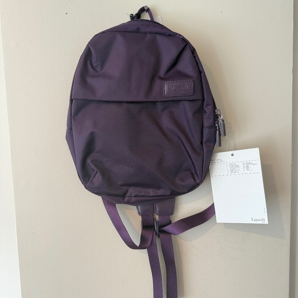 NWT Purple Lipault Paris Purple Vinyl Mini Backpack Travel Water Resistant